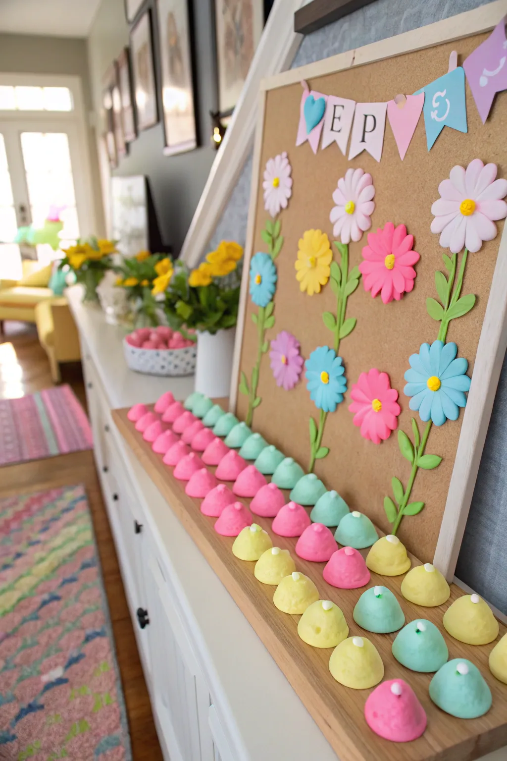 A pastel delight featuring Peeps in a festive parade.
