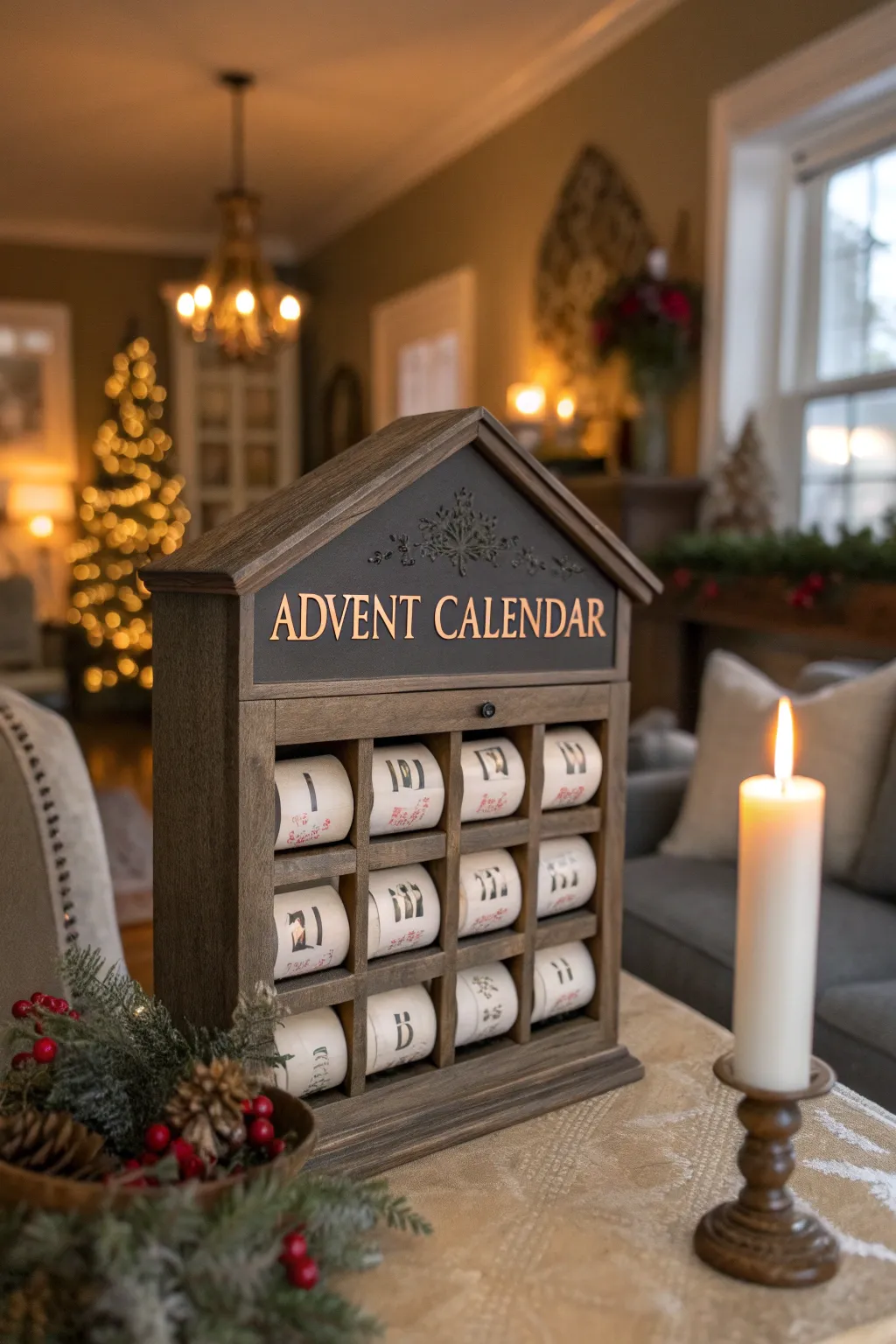 Advent calendar with daily Bible verses for spiritual reflection.