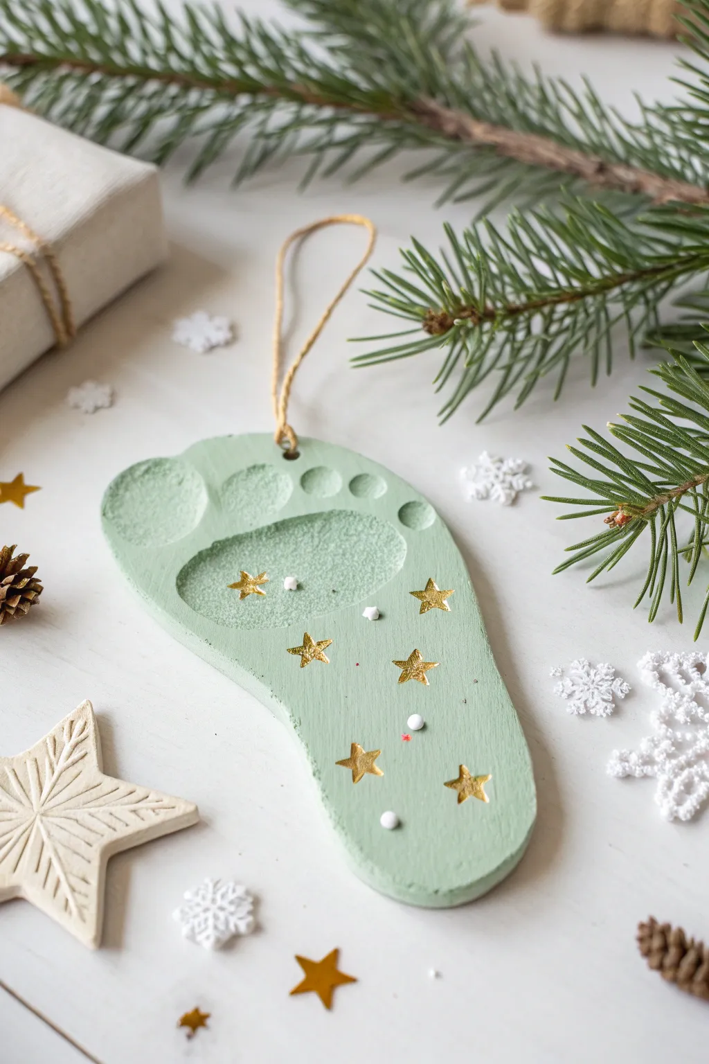 Capture the magic of the season with charming footprint art.