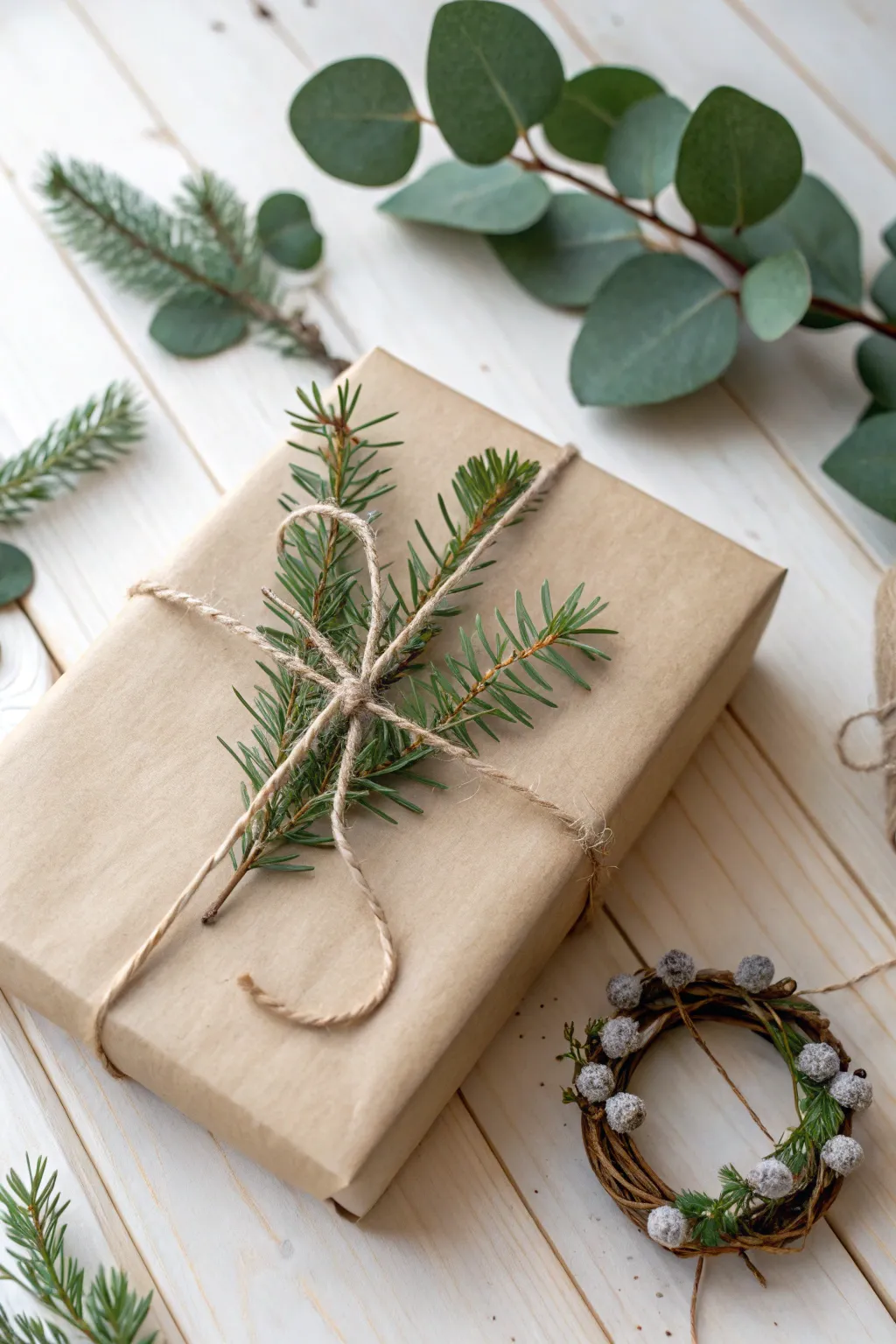 Embrace the art of nature-inspired gift wrapping with this rustic charm – where simplicity meets beauty.