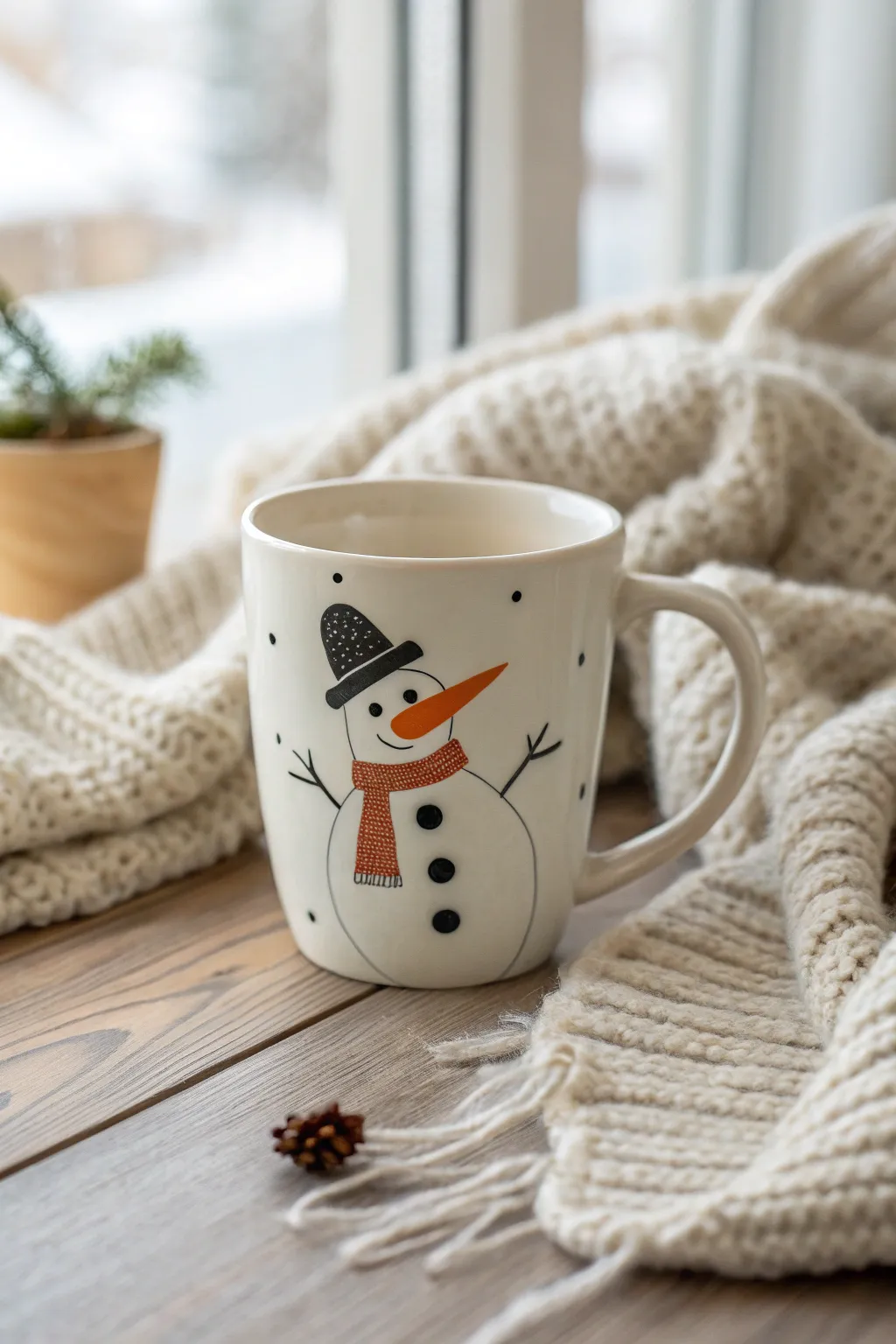Sip your morning coffee with a smile, courtesy of this charming snowman mug.