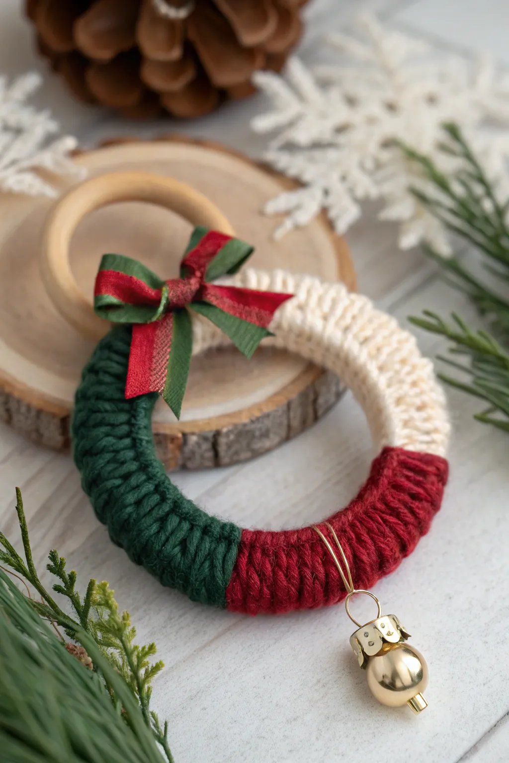 Embrace the festive spirit with a touch of minimalist elegance: DIY mini yarn wreaths that blend Scandinavian simplicity with bohemian charm.