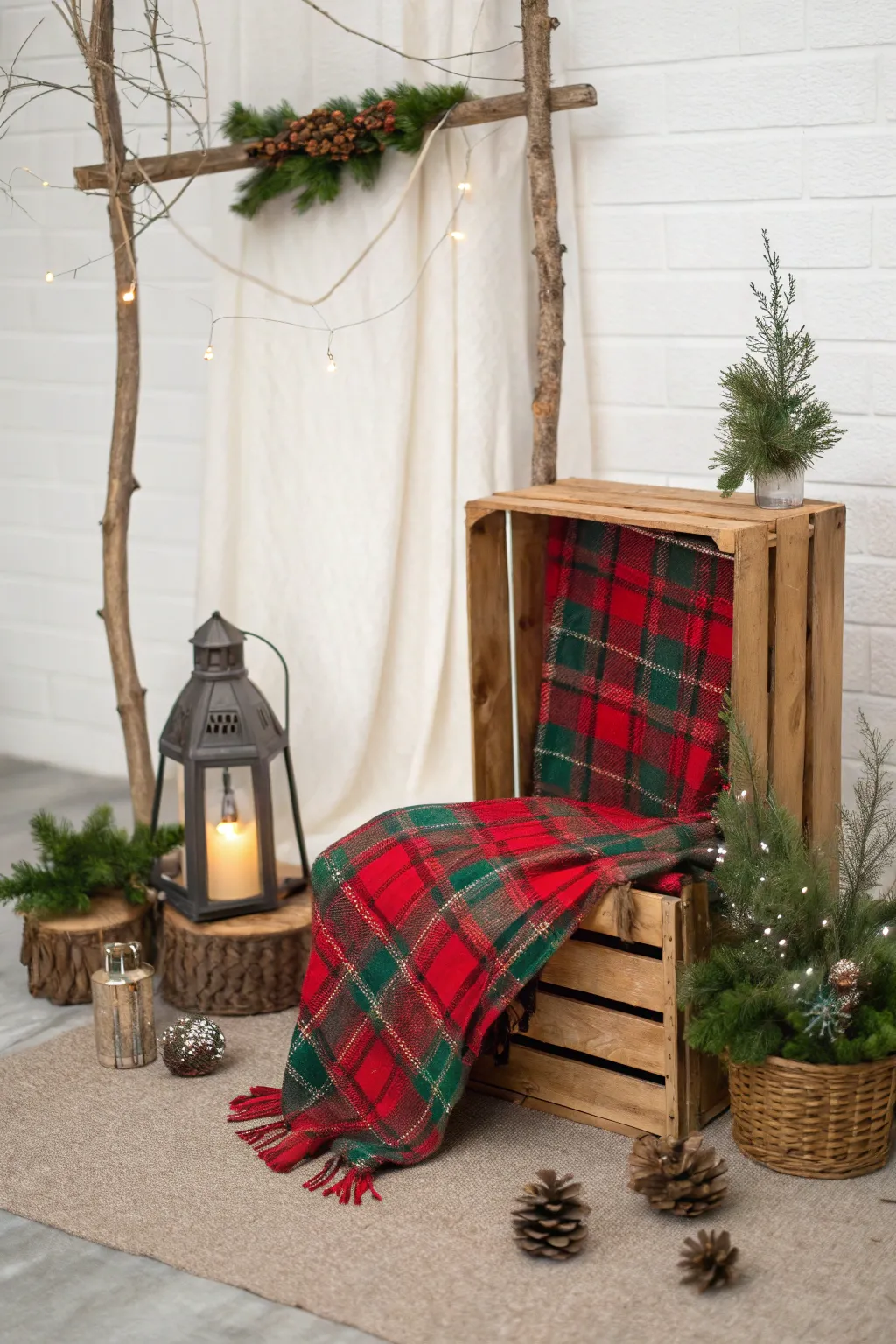 Embrace the warmth of rustic charm this Christmas with a cozy photo booth setup!