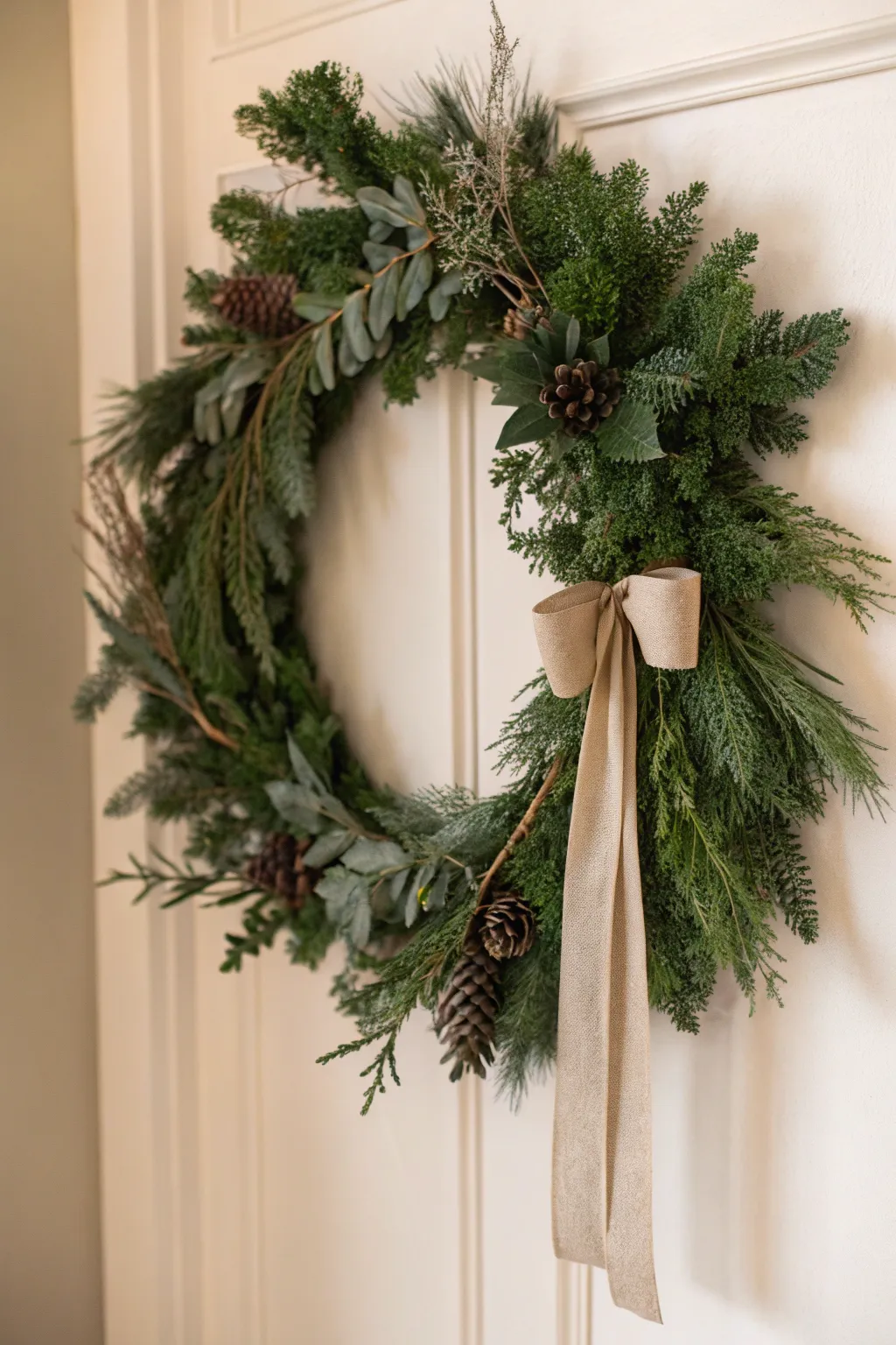 Evergreen Elegance: Embrace the simple beauty of nature this Christmas with a handcrafted wreath.