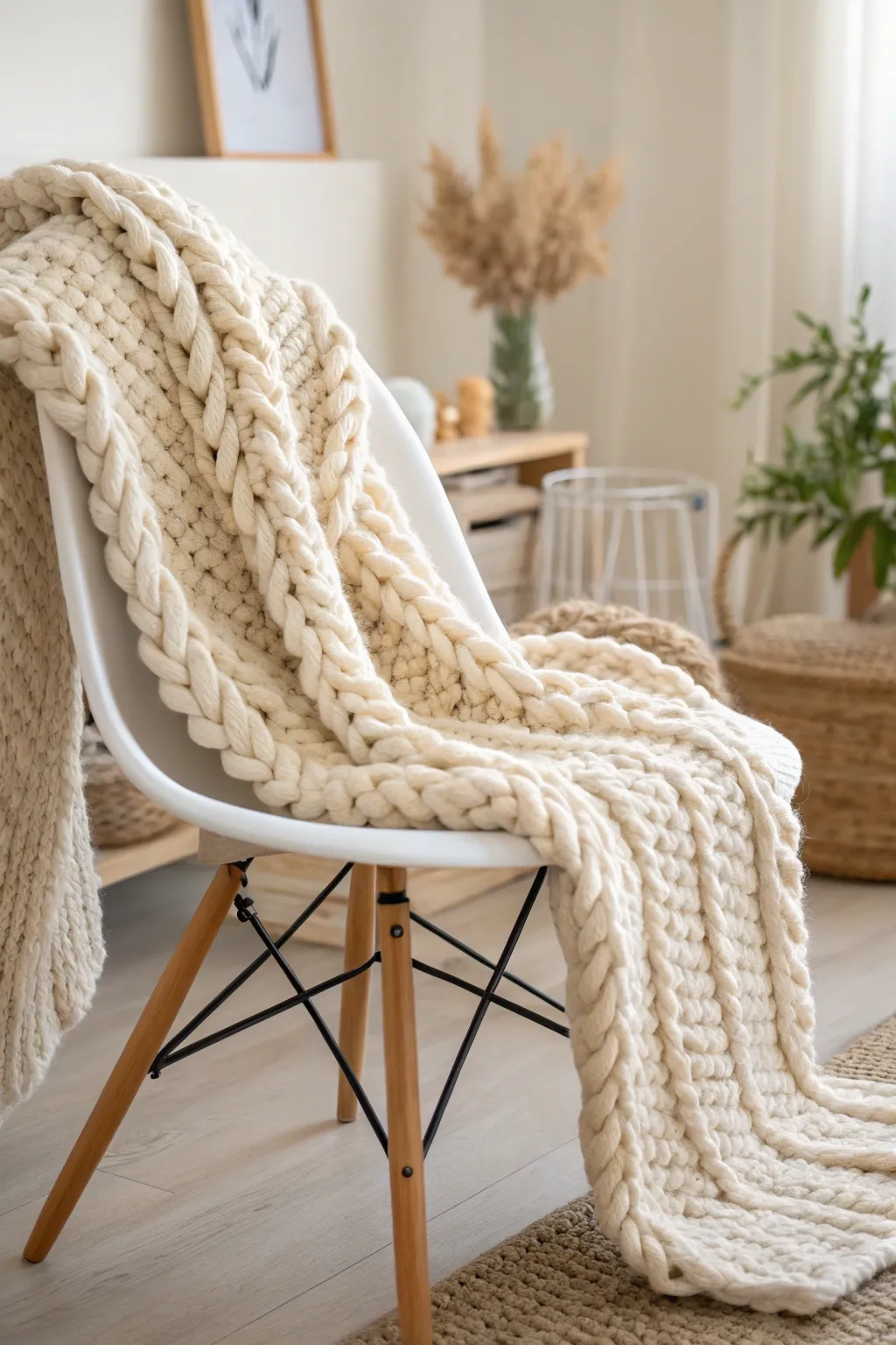 Wrap yourself in the cozy embrace of a chunky knit blanket – the perfect companion for serene evenings.