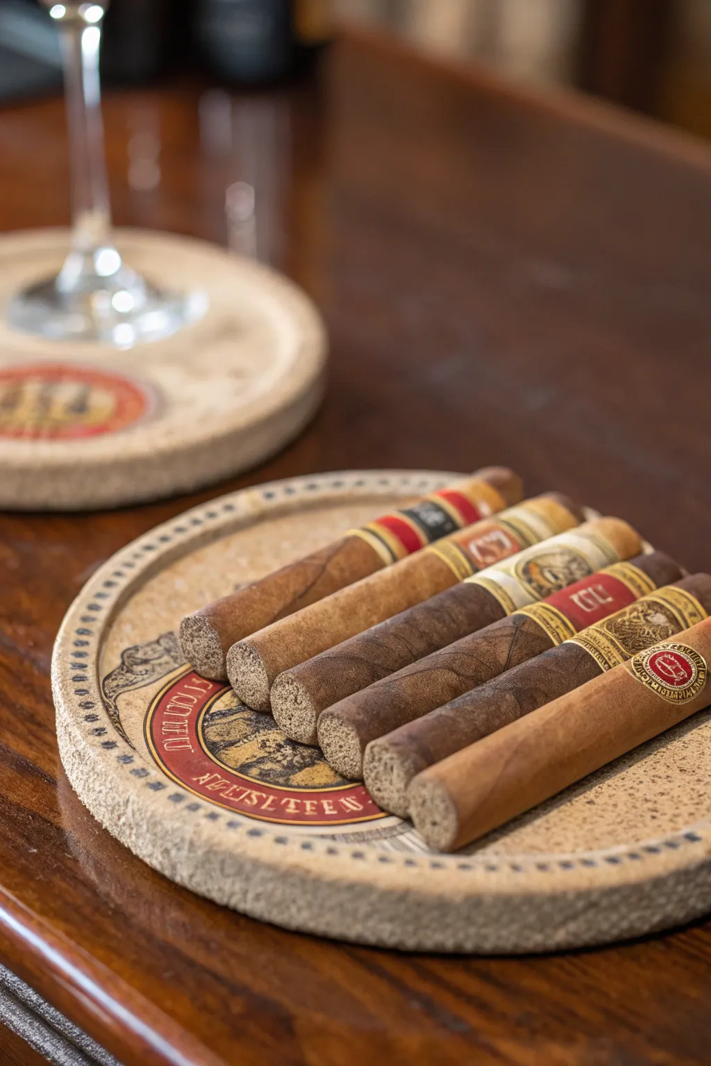 Elevate your table setting with handcrafted cigar band coasters—a perfect blend of vintage charm and artisanal craftsmanship.