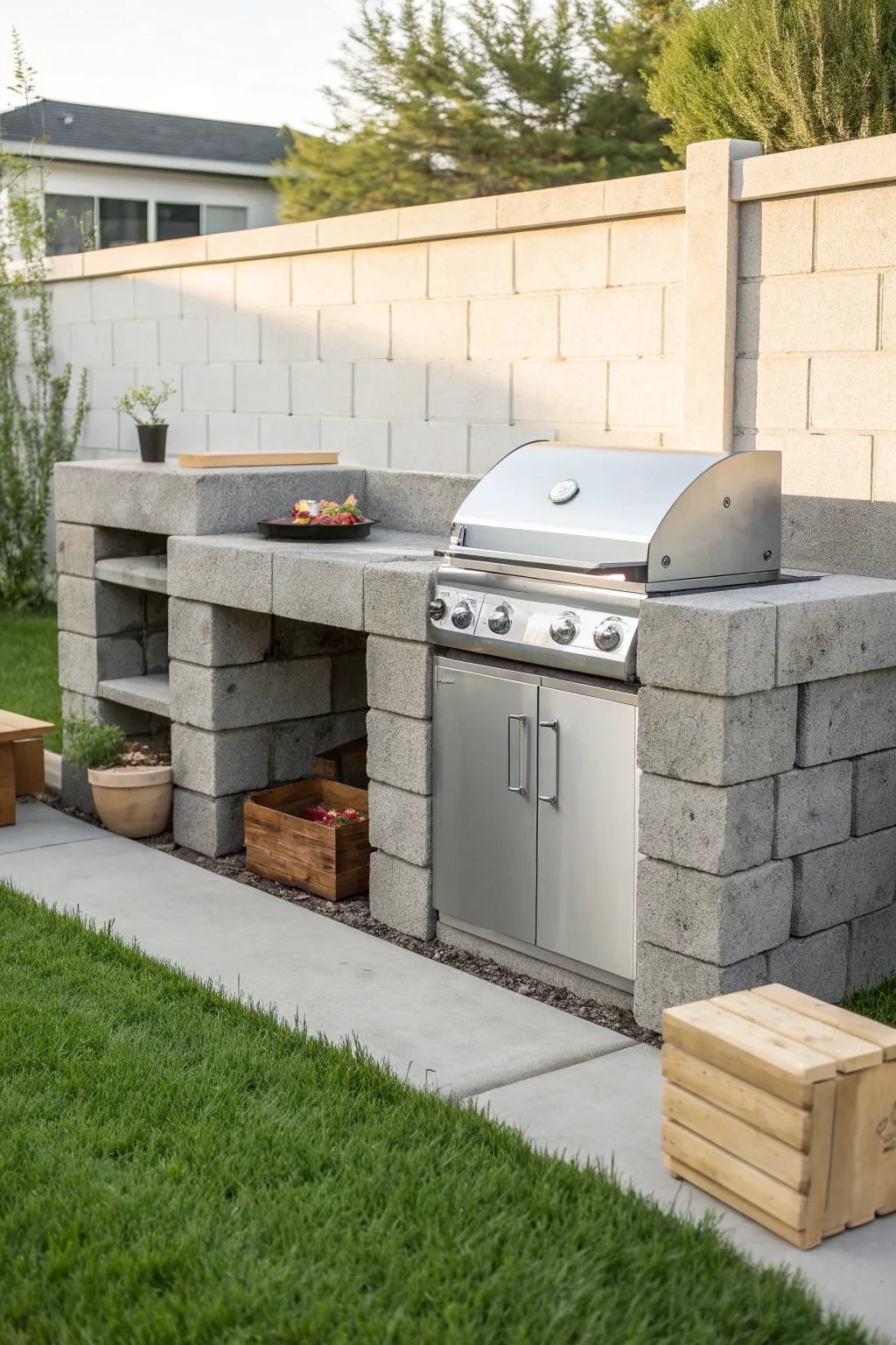 Elevate your backyard with the rugged charm of a cinder block grill station, where simplicity meets craftsmanship.