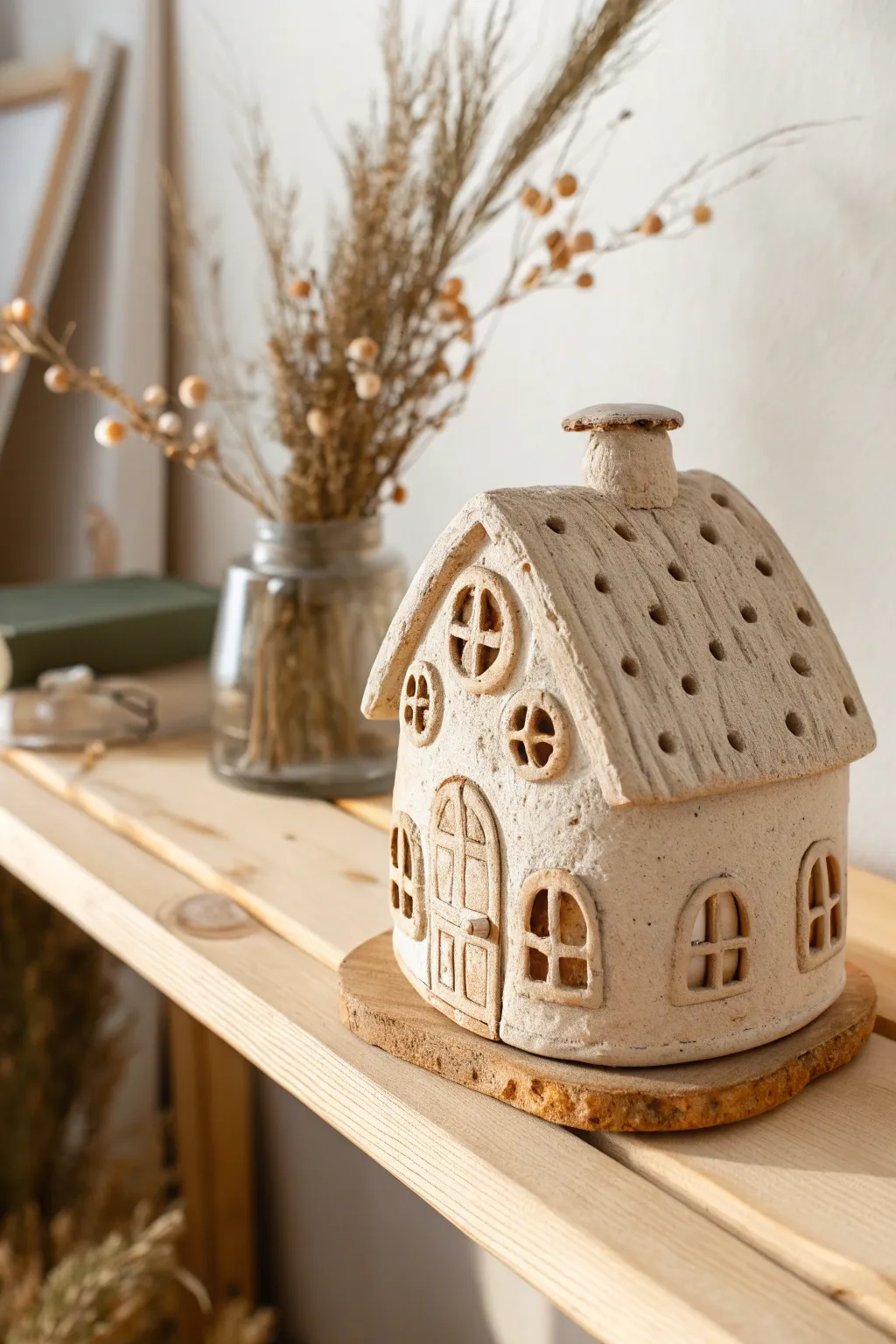 Enchant your space with the whimsical charm of a handmade miniature clay cottage. 🏠✨ #ClayCraft #ScandiBoho