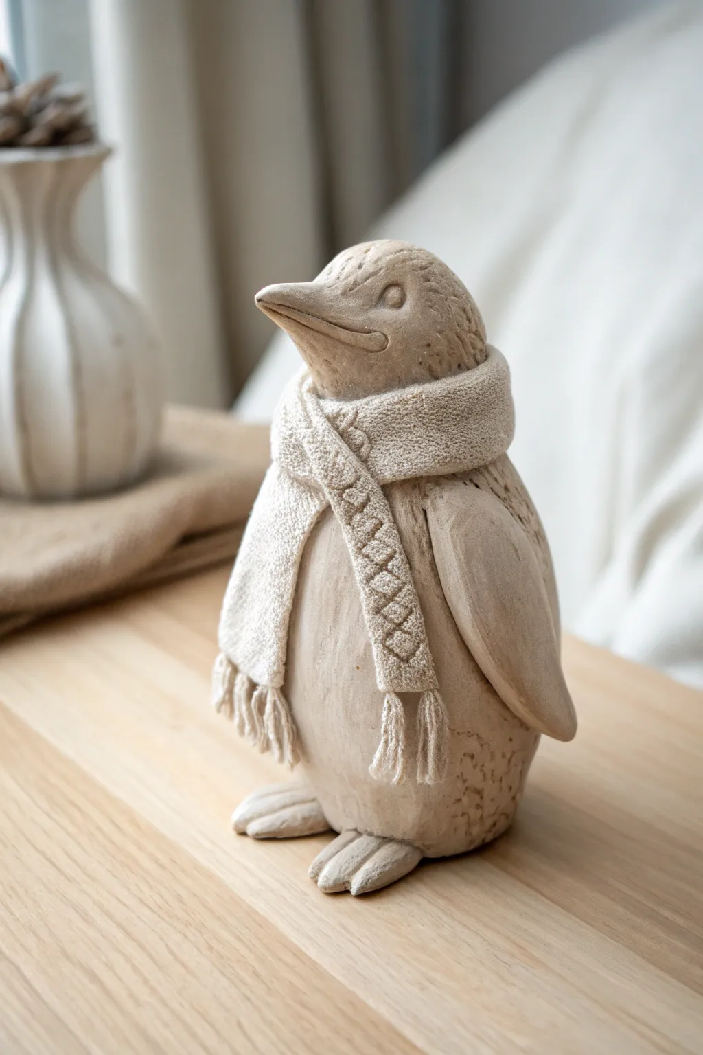 Adorable elegance: A handcrafted clay penguin ready to waddle into your heart.