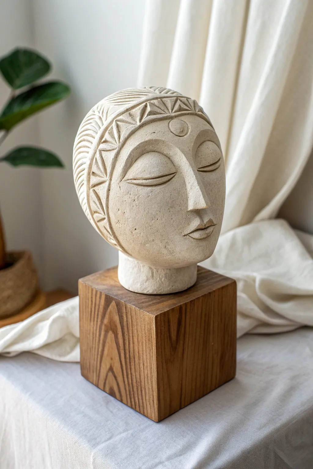 Capturing the soul in clay: a study in expressive features and minimalist beauty.