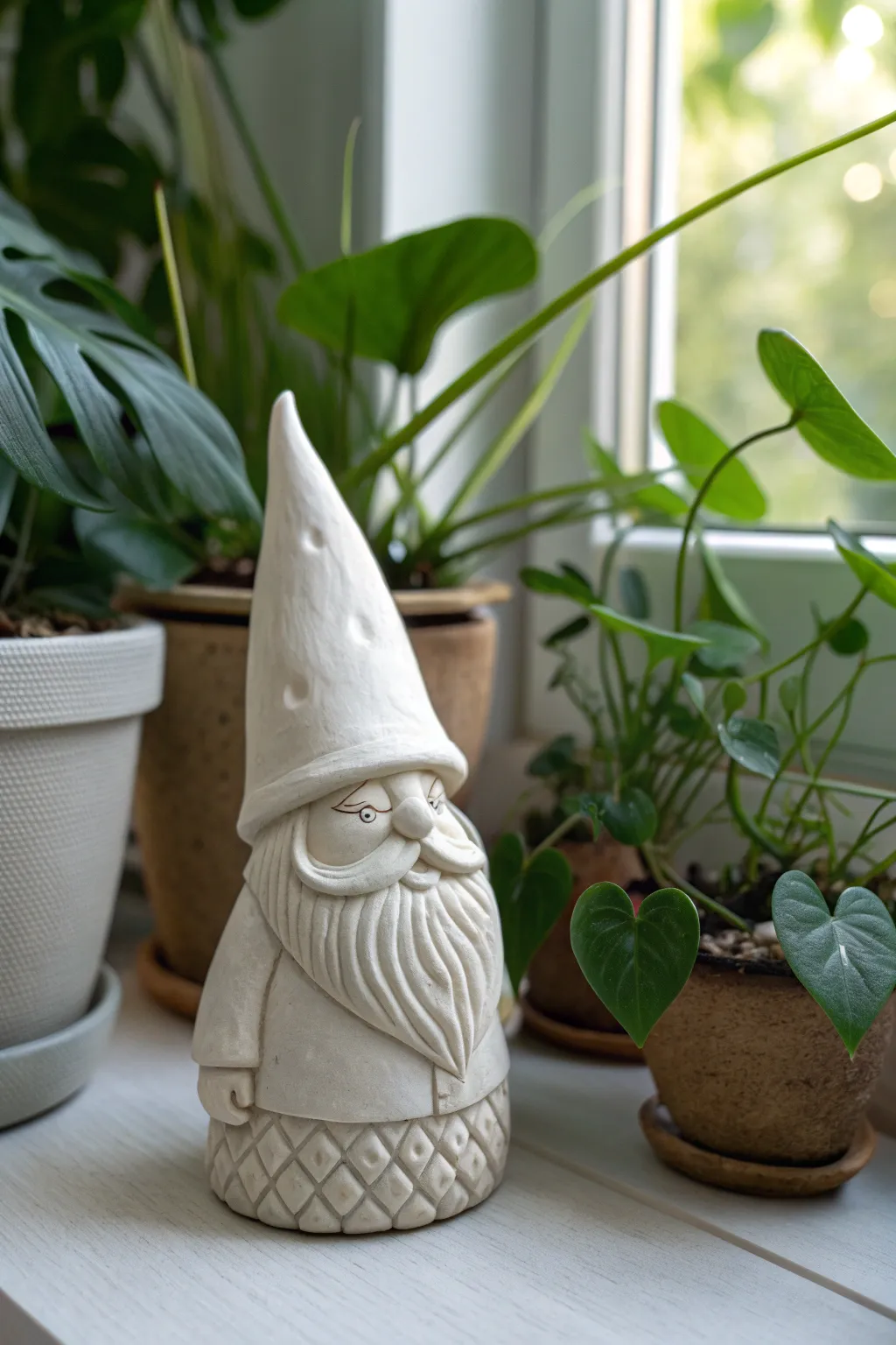 Bring a touch of magic to your home with this charming clay garden gnome, blending simplicity and natural beauty.