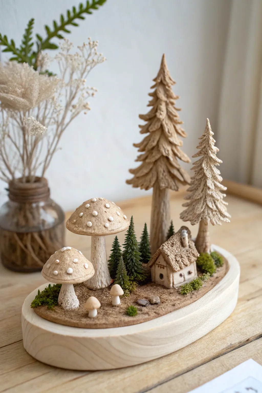 Transform your space with a touch of nature: a miniature clay landscape that captivates with its simplicity and charm.