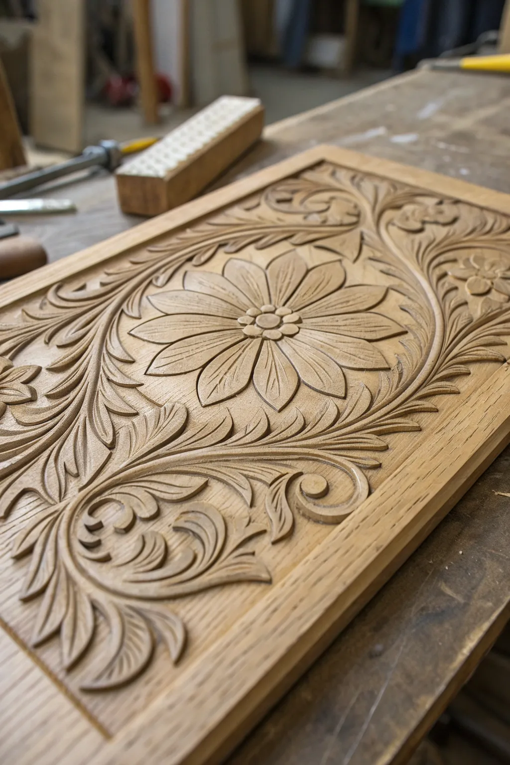 Discover the allure of craftsmanship with these elegant wood engravings, where simple floral patterns transform wood into art.