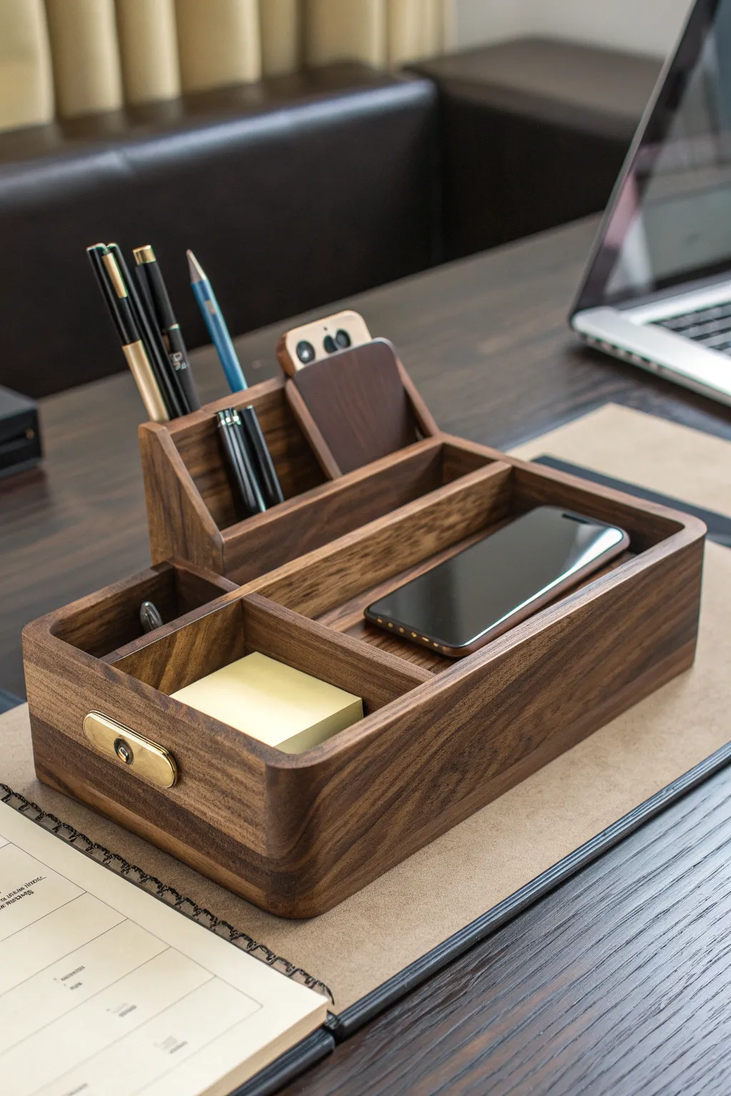Elevate your workspace with a custom CNC-crafted desk organizer that combines functionality and style.