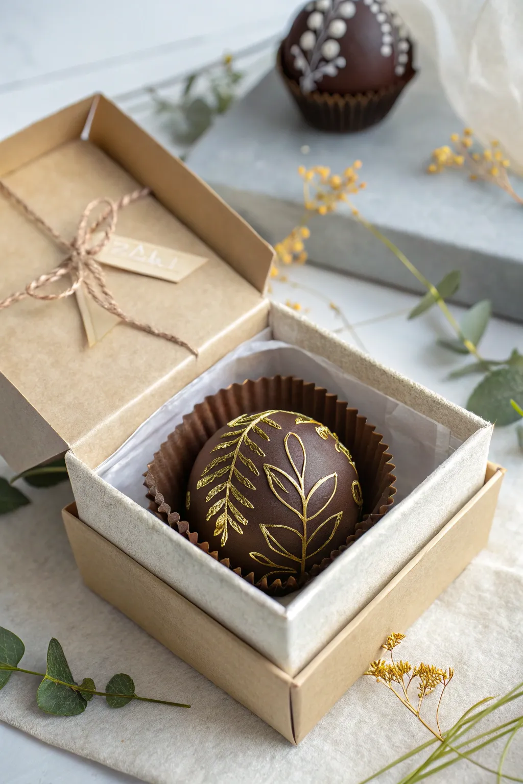 Delight in the art of gifting with this beautifully wrapped cocoa bomb, a perfect blend of simplicity and elegance.