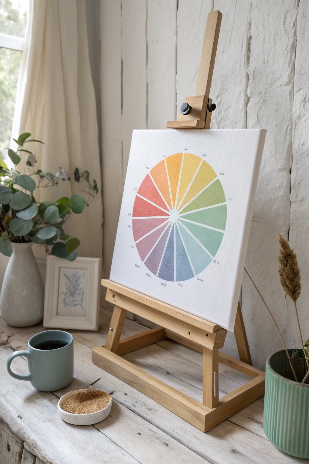 Elevate your space with this handmade color wheel art piece, where simplicity meets a splash of pastel elegance.