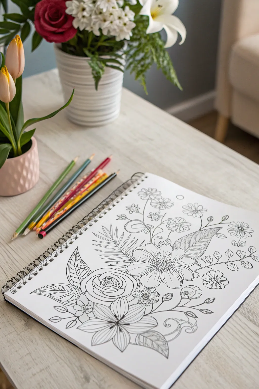 Unleash your creativity with a floral coloring escape. 🌸✨