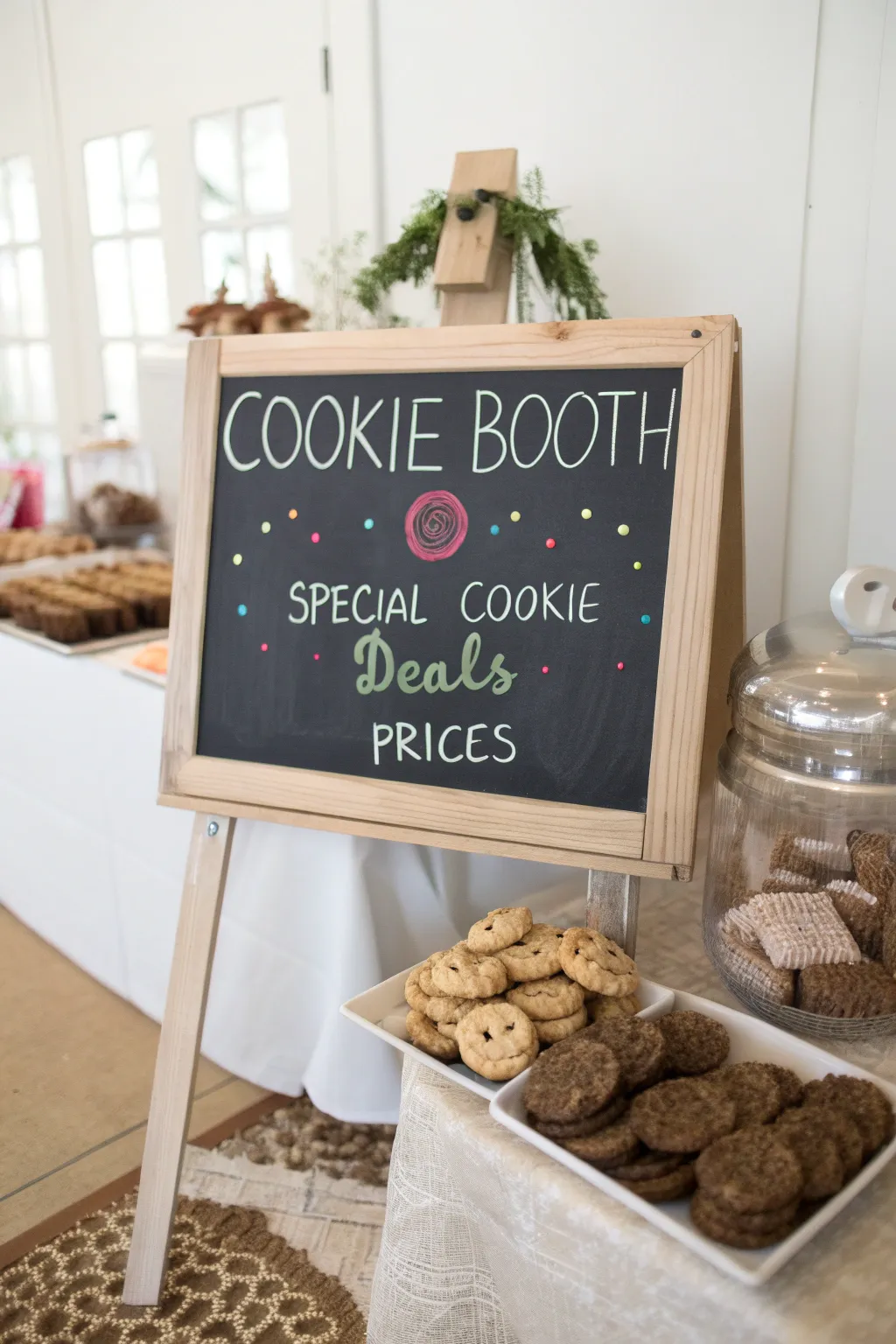 Chalkboard Charm: Elevate your cookie booth with a stylish menu that blends simplicity and boho flair!