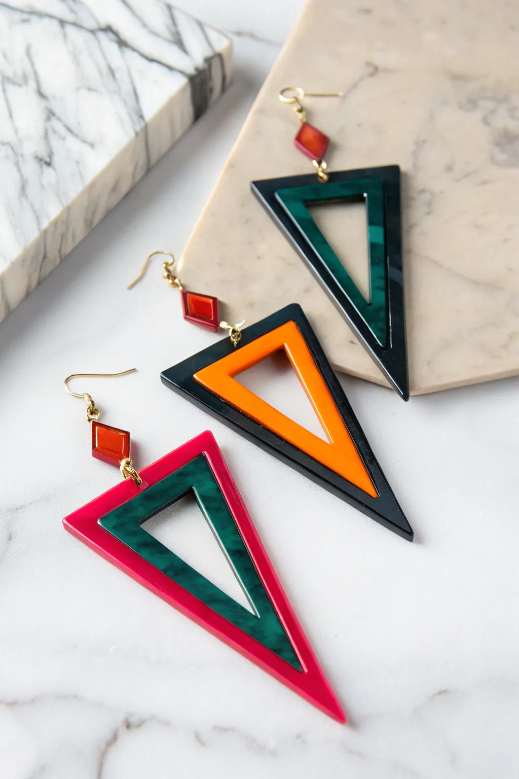 Bold geometric earrings that add a modern touch to any look.