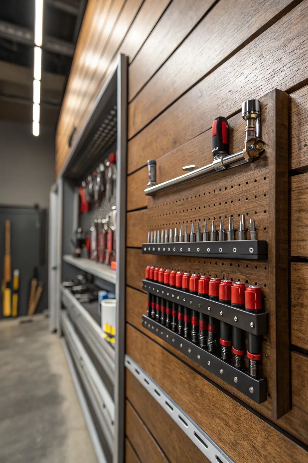Transform your garage into a Tool Haven with a sleek slatwall setup. Keep your tools organized and within easy reach!
