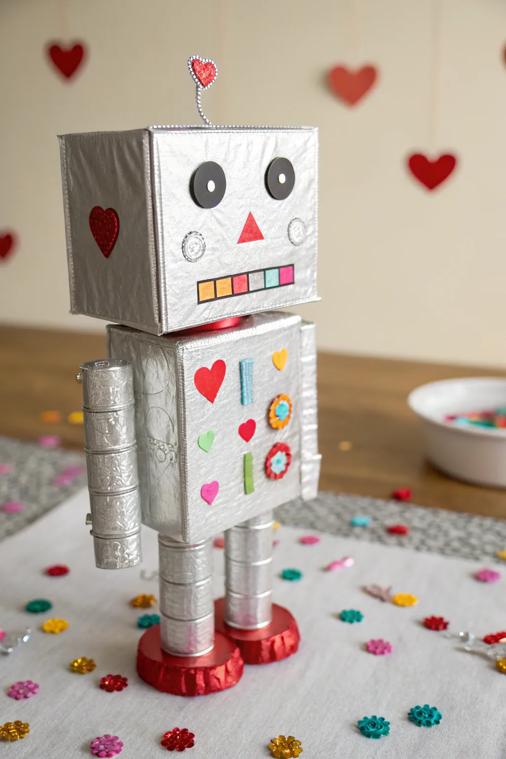 Transform a cereal box into a charming robot Valentine with a minimalist flair! 💌✨