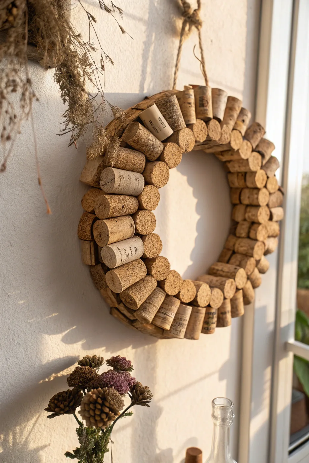 Embrace timeless elegance with a classic cork spiral wreath—where simplicity meets rustic charm.