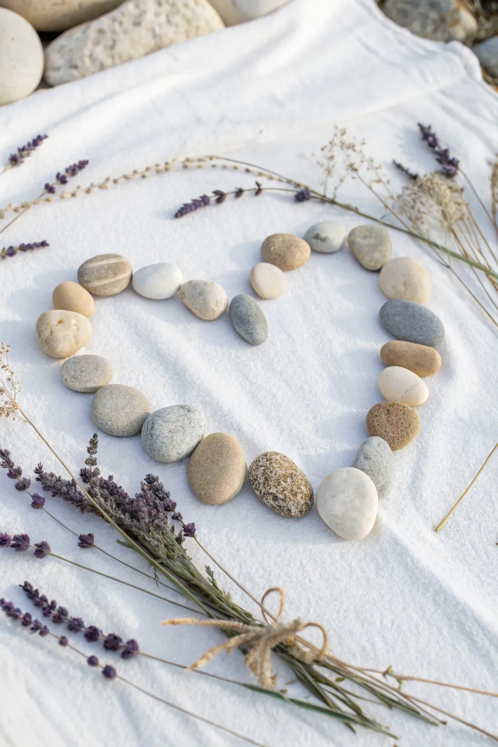 Craft your love story with the timeless elegance of pebble art.