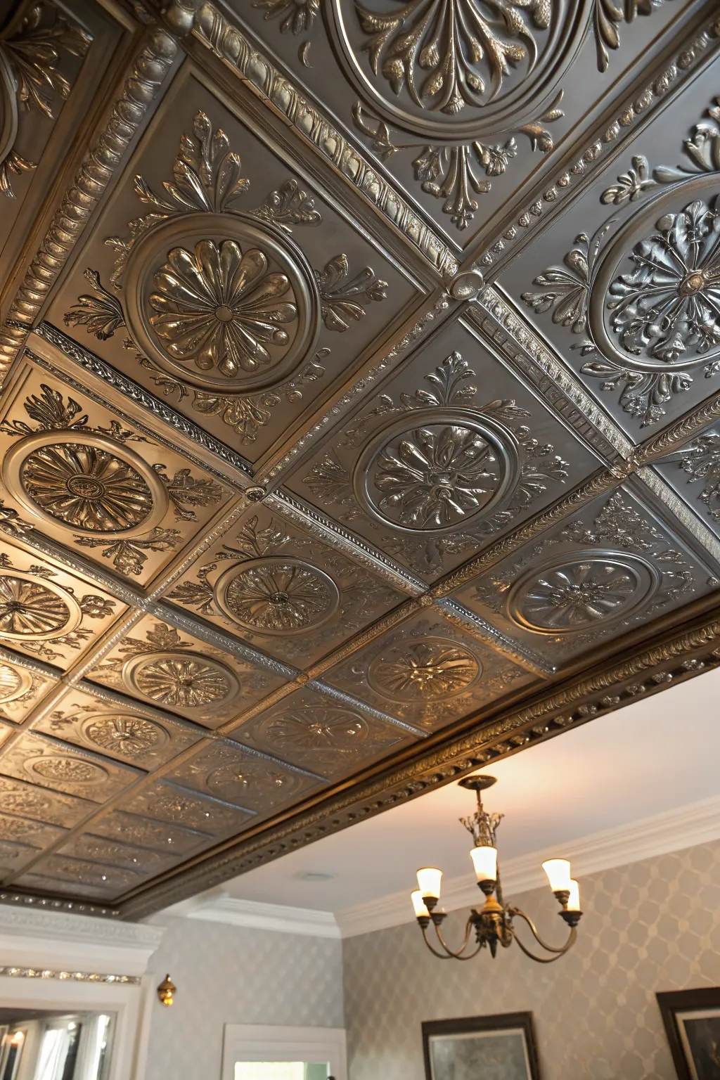 Transform your space with the timeless elegance of pressed tin tiles, the ultimate ceiling jewelry.