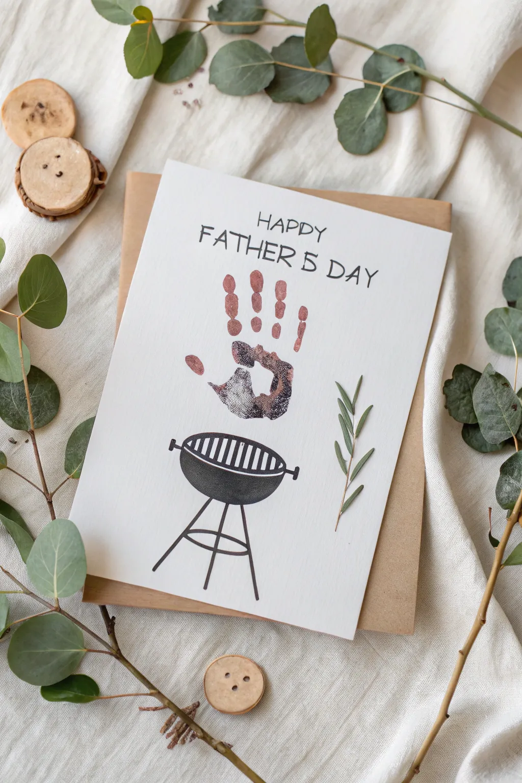 Craft a lasting memory this Father's Day with a charming handprint BBQ grill card!
