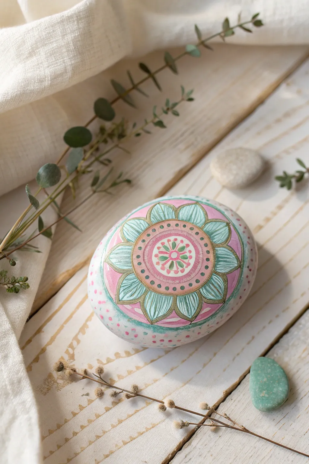 Discover the beauty in simplicity with these charming painted rock paperweights, a perfect blend of Scandinavian minimalism and boho flair.