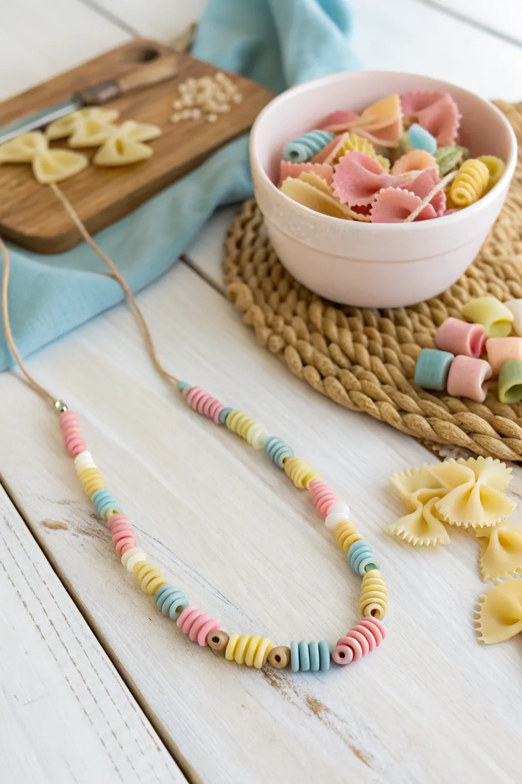 Elevate your creativity with charming painted pasta jewelry - a simple yet delightful craft for all ages!
