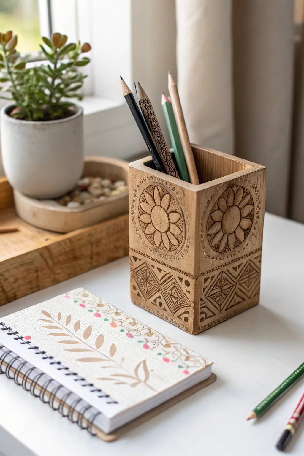 Elevate your study area with these handcrafted, minimalist school supplies that blend Scandinavian simplicity with a bohemian flair.