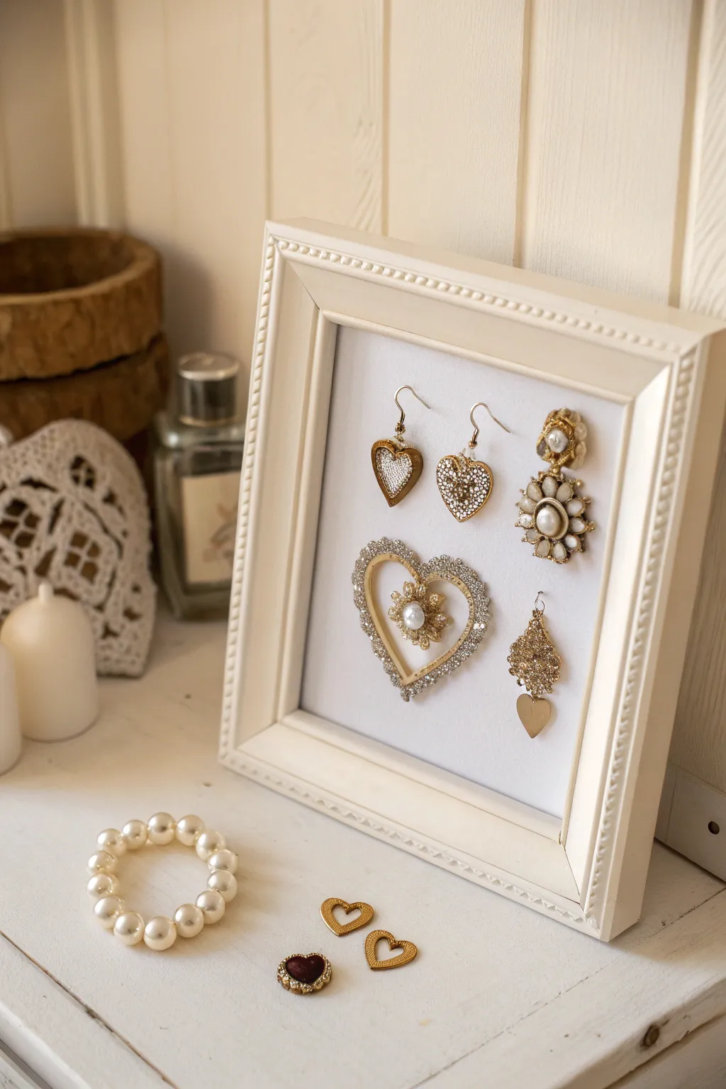 Transform your treasured trinkets into timeless wall art with a touch of elegance and nostalgia.