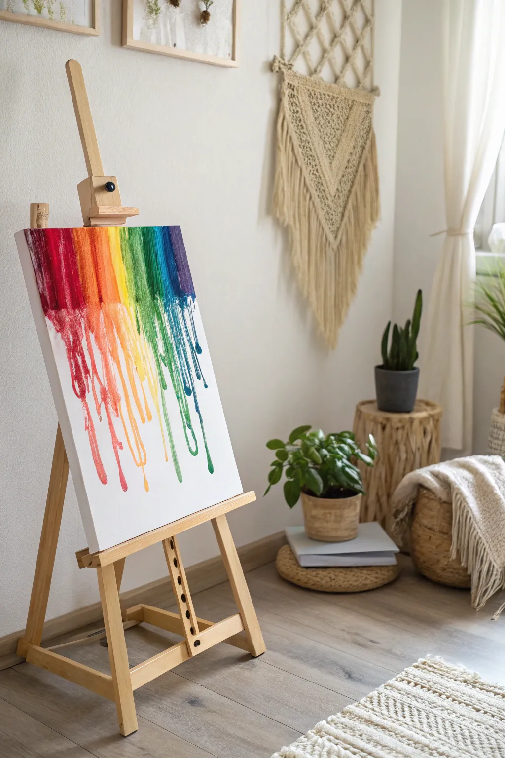 Transform your space with the vibrant simplicity of melted crayon art, where minimalism meets a splash of color.