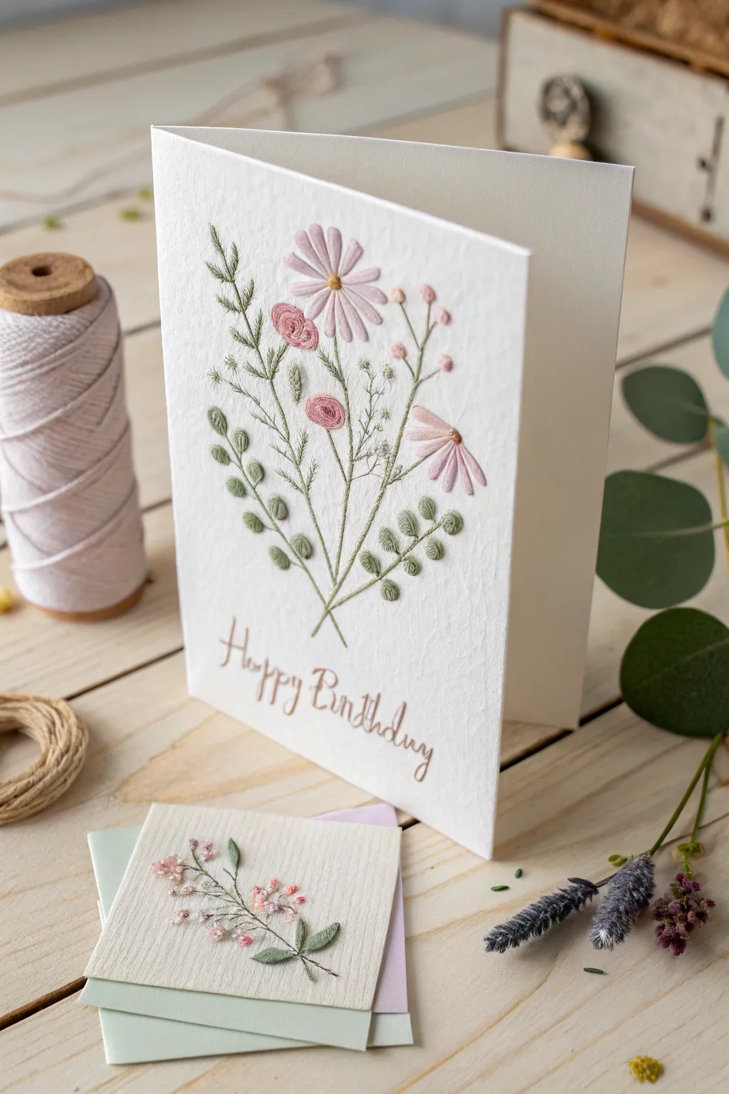 Transform your birthday wishes with hand-stitched elegance—where simplicity meets heartfelt creativity.