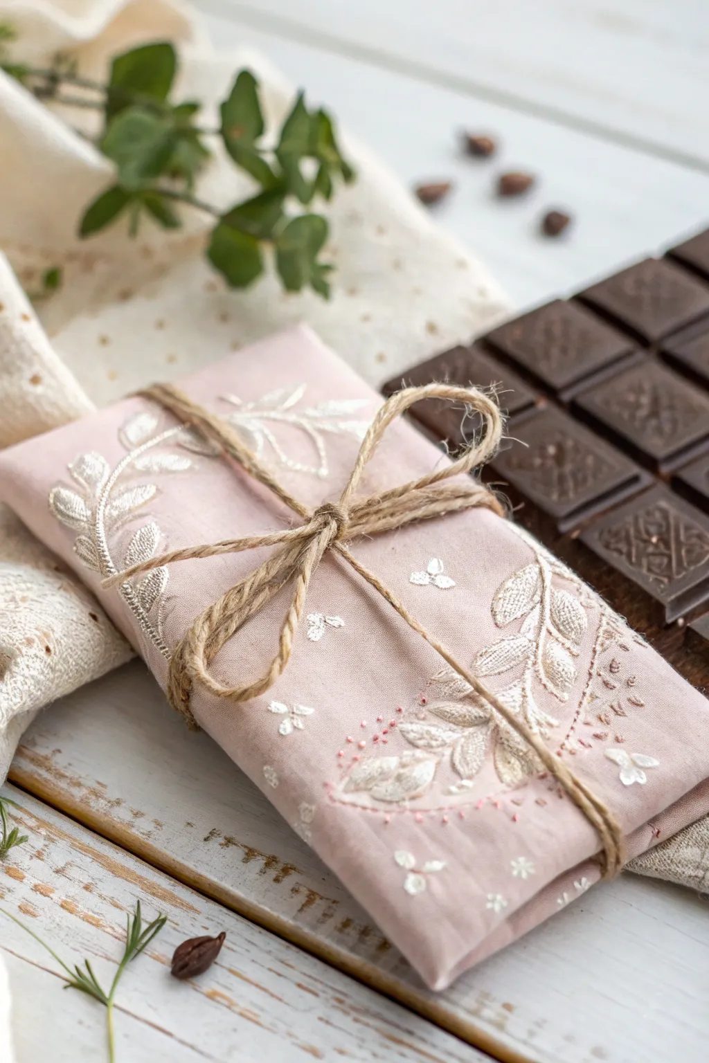 Elevate your gifting with sustainable elegance: Discover the charm of fabric-wrapped chocolates.