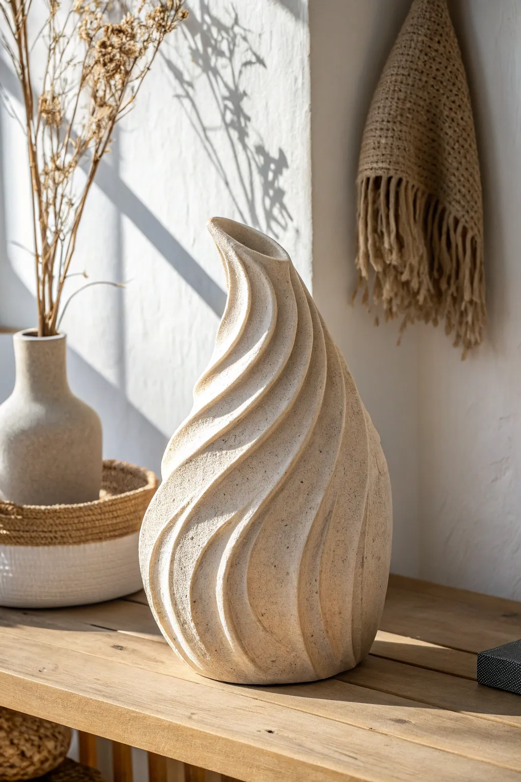 Embrace the art of simplicity with this abstract clay masterpiece, where minimalism meets natural beauty.