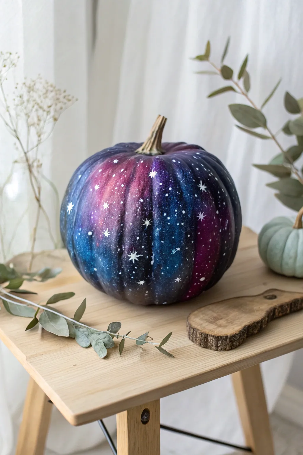 Bring the cosmos into your home with this stunning galaxy-painted pumpkin!