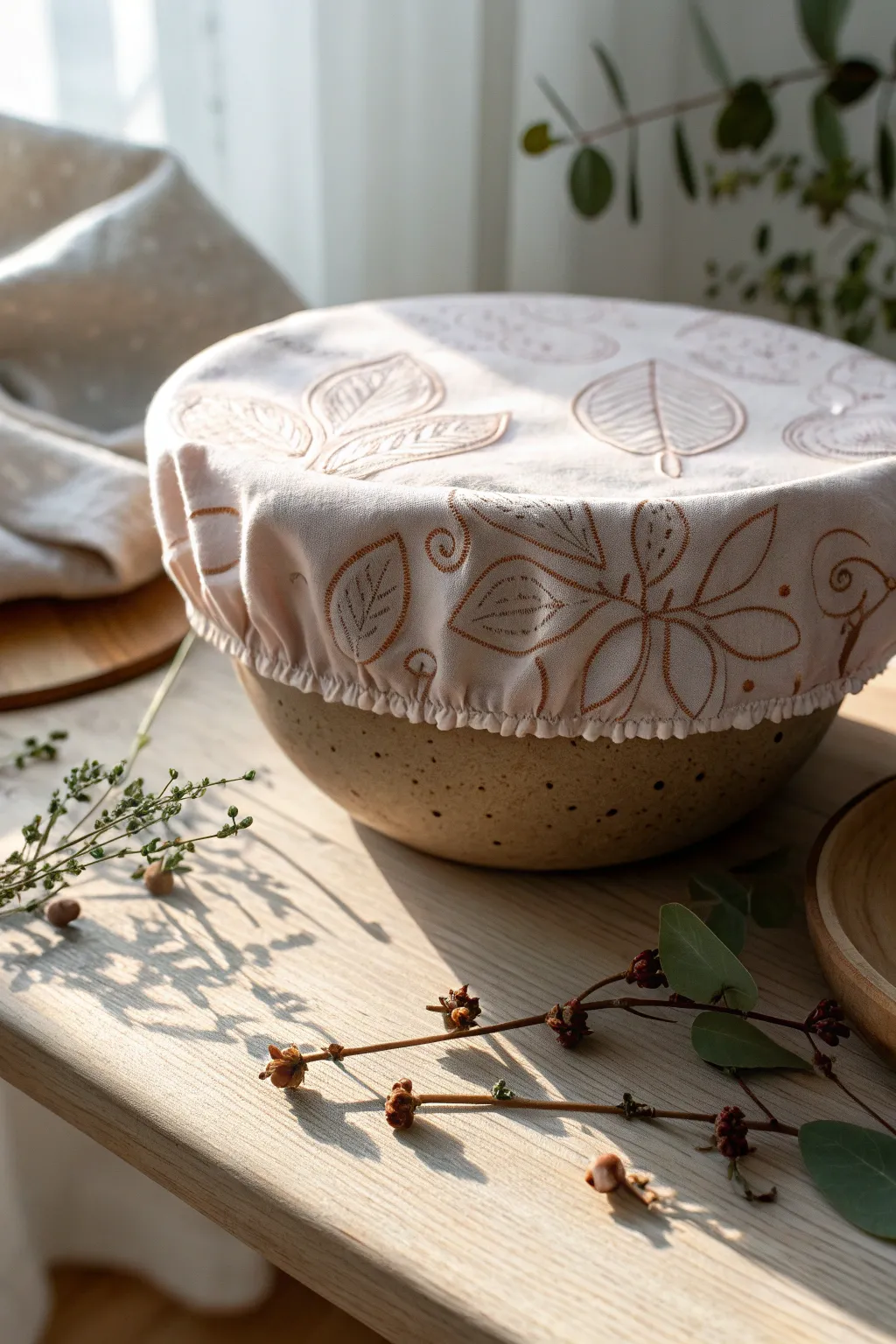 Add a splash of eco-friendly charm to your kitchen with these beautifully crafted reusable fabric bowl covers.