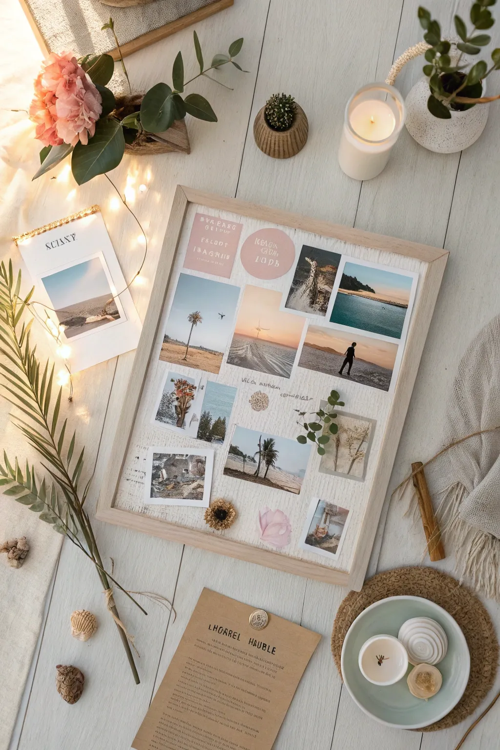 Step into a world of dreams with this minimalist vision board, where your aspirations come alive in a blend of nostalgia and creativity.