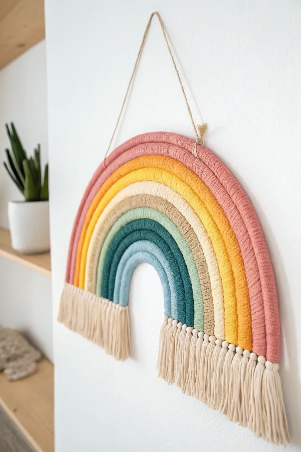 Add a splash of color and charm with this beautifully crafted crepe paper rainbow.