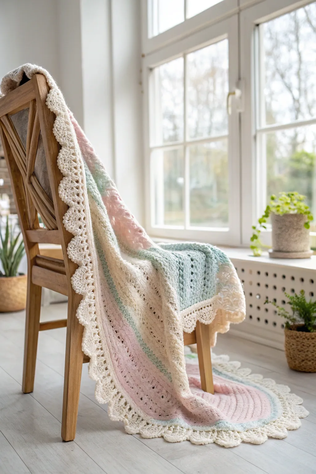 Add a charming vintage touch to your C2C blanket with a simple scalloped edge.