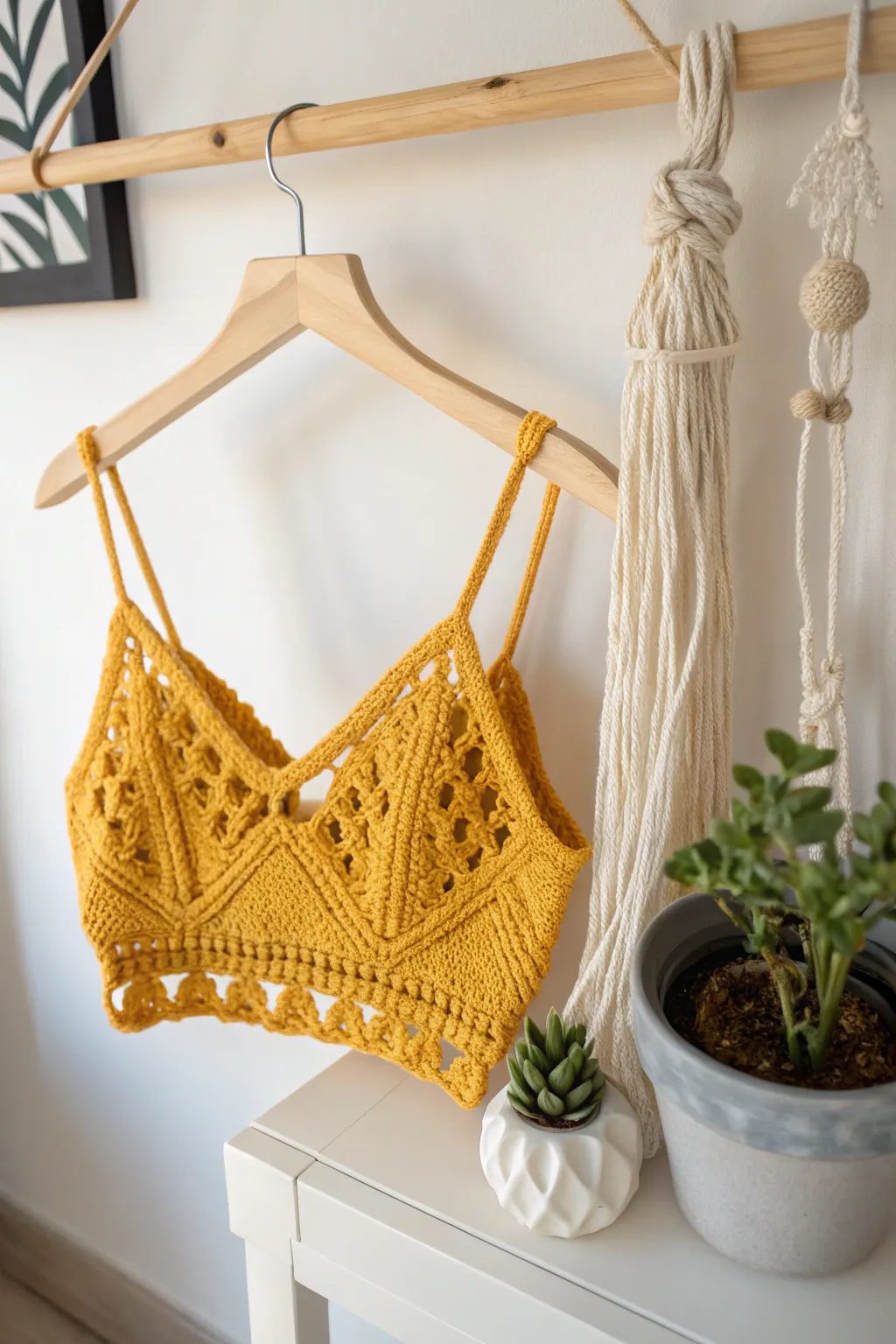 Embrace the sunshine with this stunning crochet crop top, a perfect blend of craftsmanship and style. 🌼 #ScandinavianChic #BohoVibes