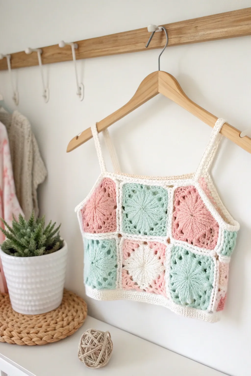 Embrace summer with this timeless Granny Square Crop Top, a perfect blend of minimalist charm and boho flair. 🌿✨