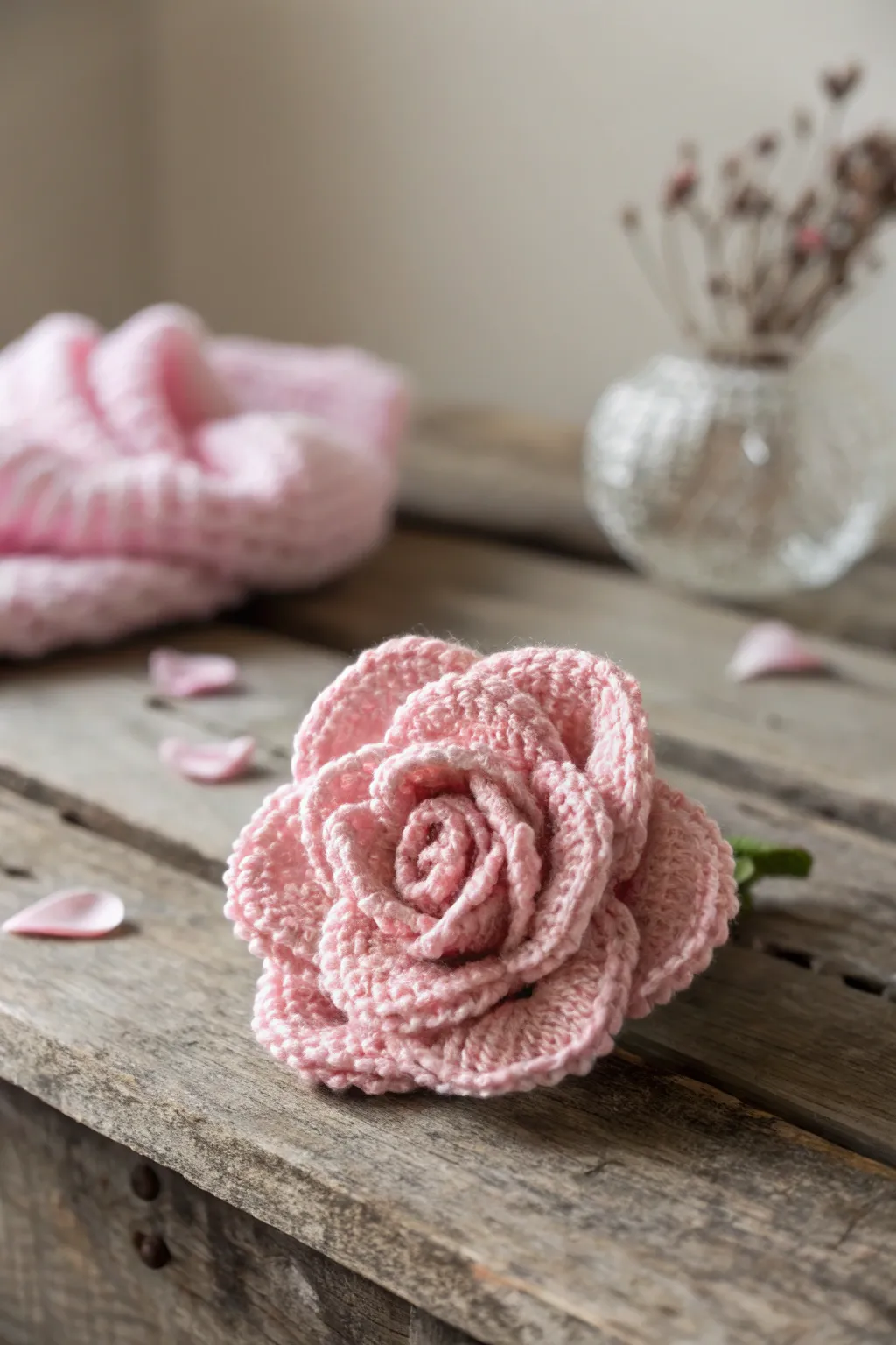 Elegance in every stitch: a timeless crochet rose that whispers romance.