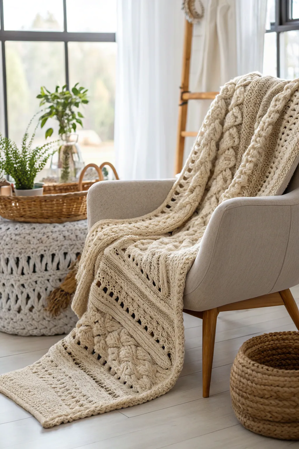 Wrap your grandma in warmth and love with a cozy crochet blanket, perfect for a touch of minimalist comfort.