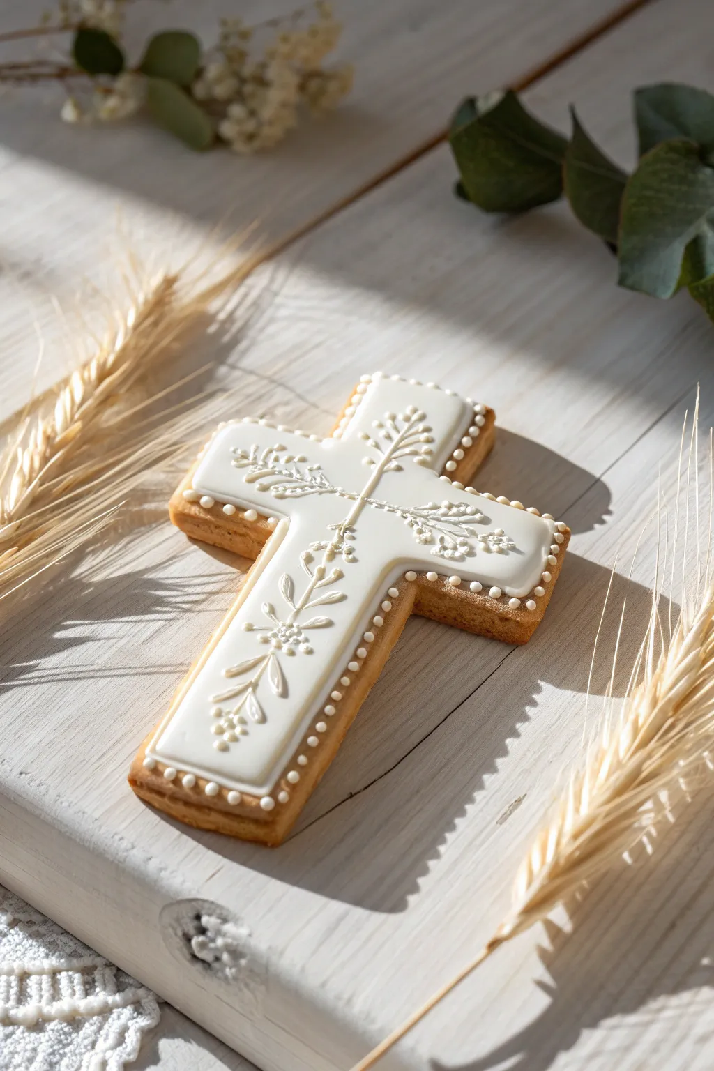 Discover the timeless beauty of classic white elegance in cross cookie design. Perfect simplicity for every occasion.