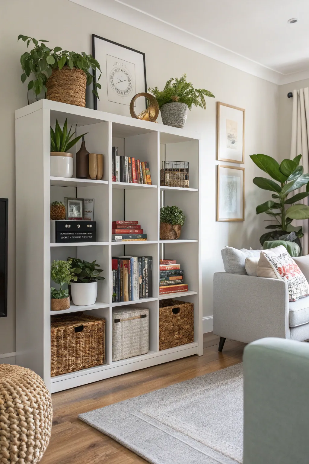 Cube storage adds both function and flair to living rooms.