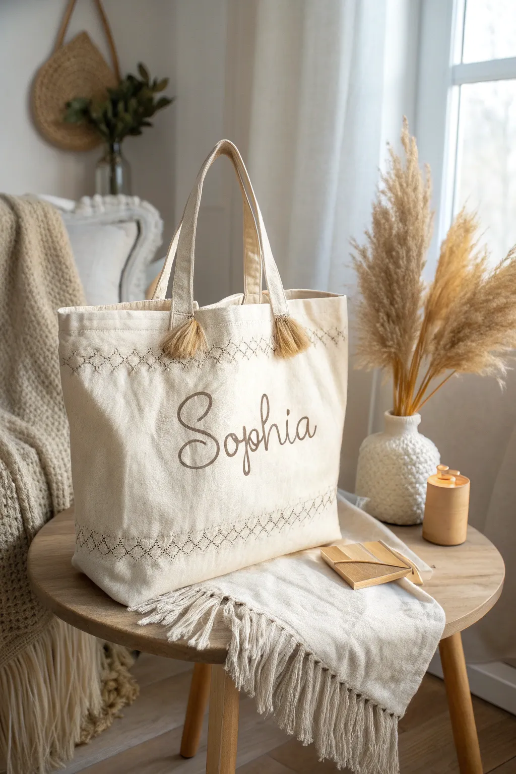 Add a personal touch to your errands with a beautifully crafted name-embroidered tote.