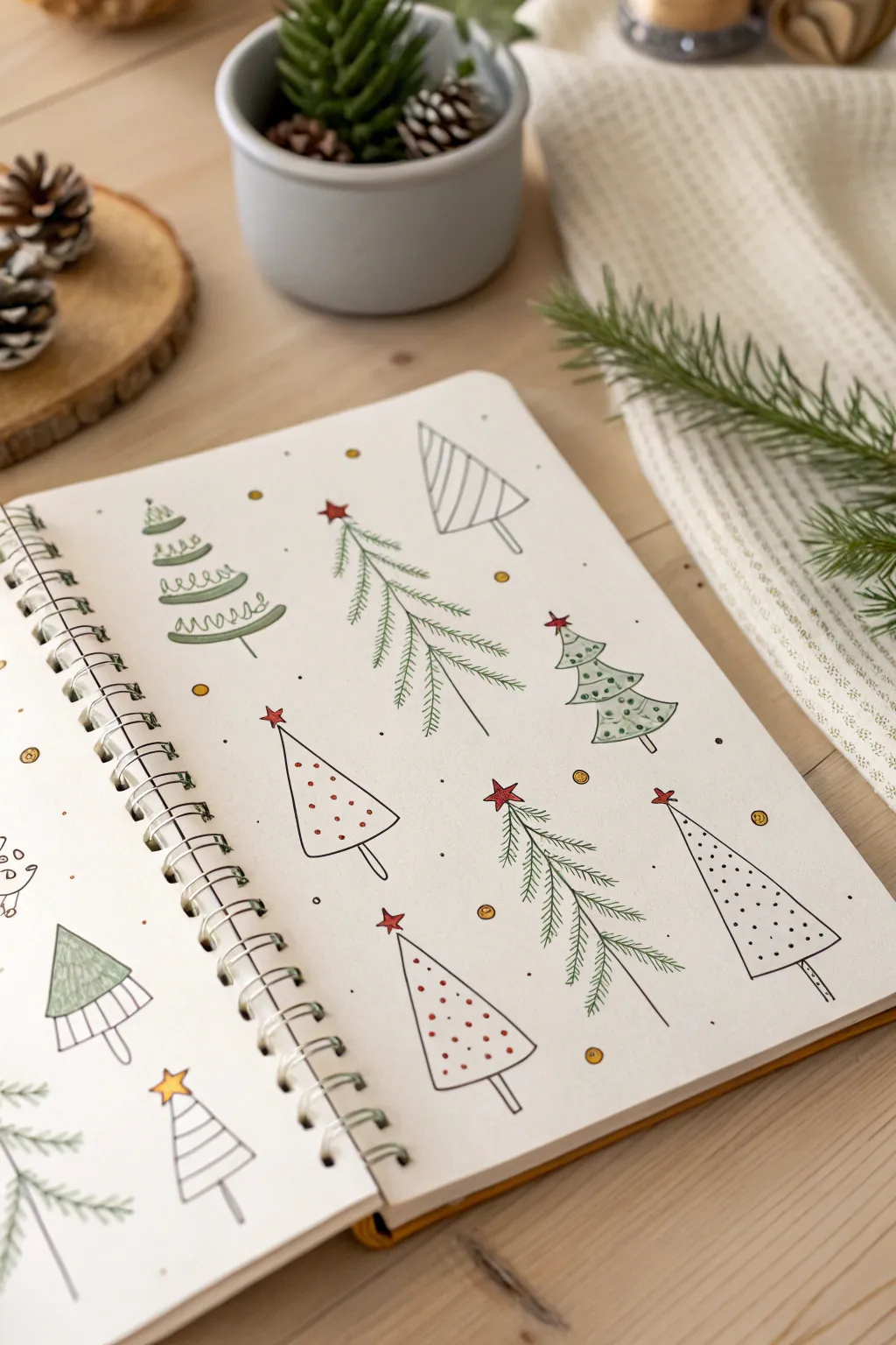 Bring a touch of whimsical charm to your notebook with these cute Christmas tree doodles! 🎄✨ Perfect for a festive yet minimalist vibe.